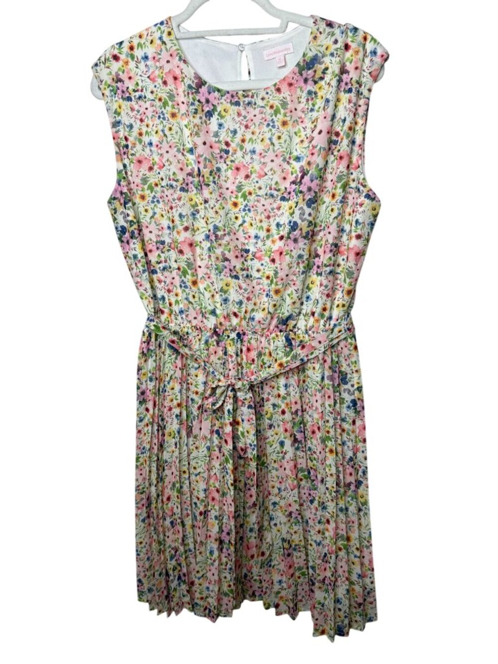 LoveWednesday XL Floral Pleated Dress Cottagecore Garden Party Romantic